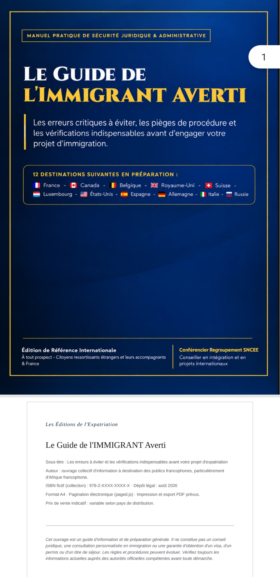 Couverture du Guide de l'Immigrant Averti