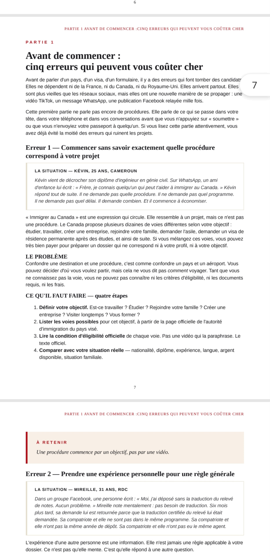 Page 7 du guide — cinq erreurs avant de commencer